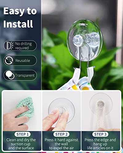 Pawfly 1.8 in 10pcs Suction Cups - Small Transparent Rubber Hooks for Window, Mirror, Kitchen