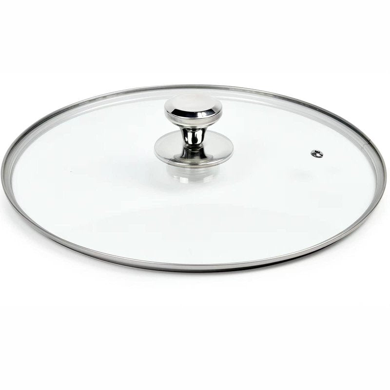 12" Glass Lid for Frying Pan, Tempered Replacement Cover Compatible with All 12 inches Cookware for Skillets, Round Cast Iron, Cast Aluminium, Stainless Steel Pans &Pots
