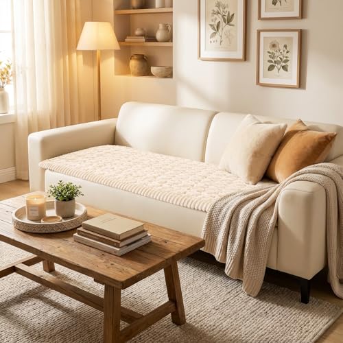 Non-Slip Dog Couch Cover - Scratch Resistant Pet Sofa Protector, Cream