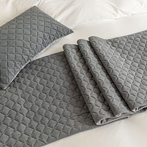 Gray Velvet Bed Runner for Queen Bed - Modern Foot of Bed Scarf 45x210cm
