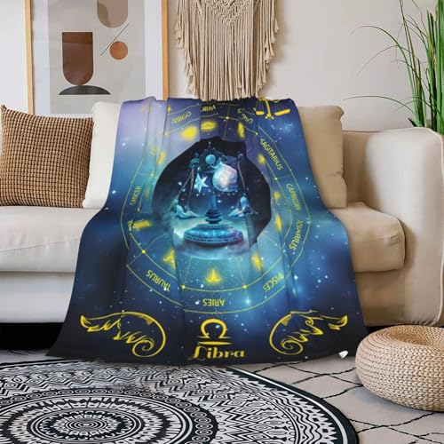 Libra Zodiac Throw Blanket Twin Size 60x80 Inches for Adults Kids Teens Gift