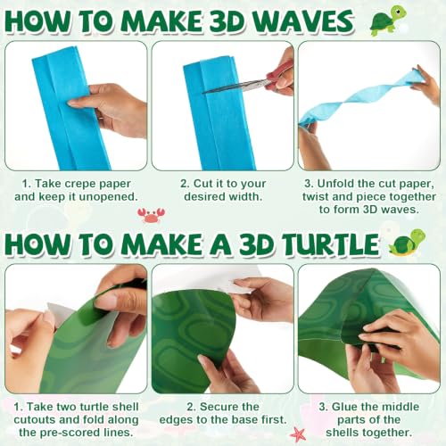 3D Sea Turtle Bulletin Board Decoration Set for Classroom and Office