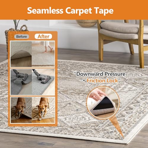 16 Pcs Anti-Slip Rug Grippers for Hardwood Floors - Reusable Carpet Tape
