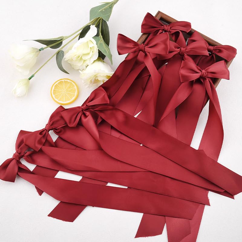 Red Bow for Wine Glasses - Wedding & Bridal Party Decor, Borhmty