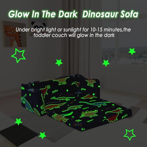 2-in-1 Glow-in-the-Dark Toddler Sofa Bed Convertible 2-Seat Couch