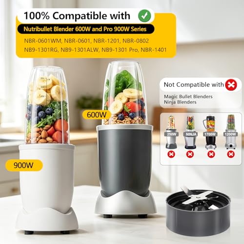 6-Piece Blender Accessory Set: 32oz & 24oz Cups with Extraction Blade & Lids