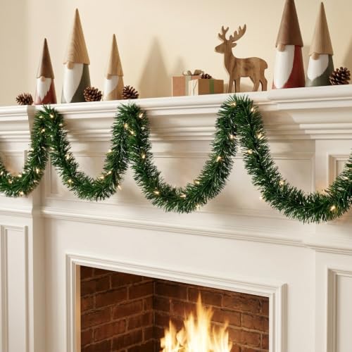 Brite Star 12 ft Christmas Garland with Clear Mini Lights - Indoor & Outdoor Decor