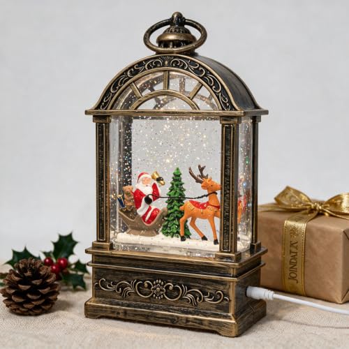 Santa Claus Snow Globe Lantern with Music & LED Lights – 9.6 inch, USB or Battery powered