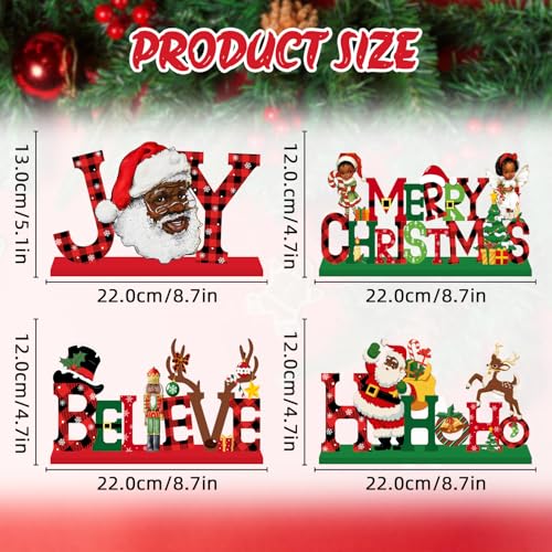 4pcs Black Santa Christmas Decorations Wood Centerpieces