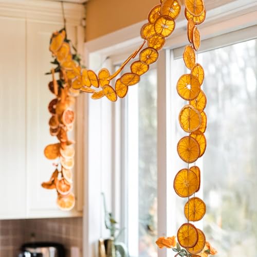10 Ft Dried Orange Slice Garland for Christmas Decor, Rustic Holiday Wreath