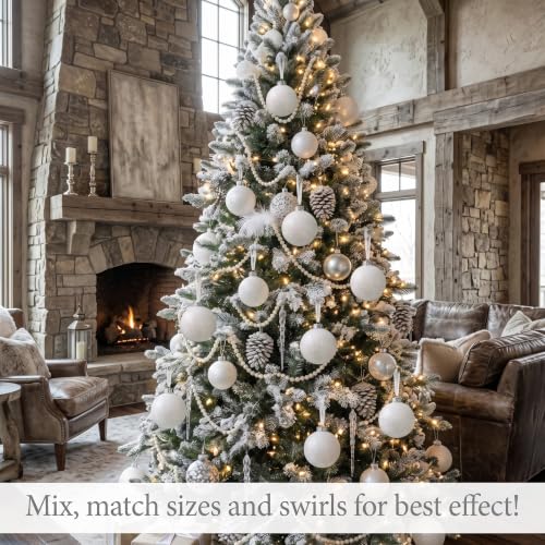 Shatterproof White Christmas Ball Ornaments Set (28-Piece, 3.15 in)