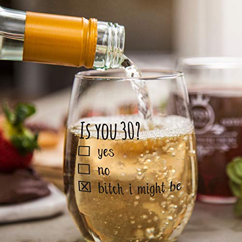 Gelid 30th Birthday Wine Glass - Funny Is You 30 Gift for Men Women, 15 oz
