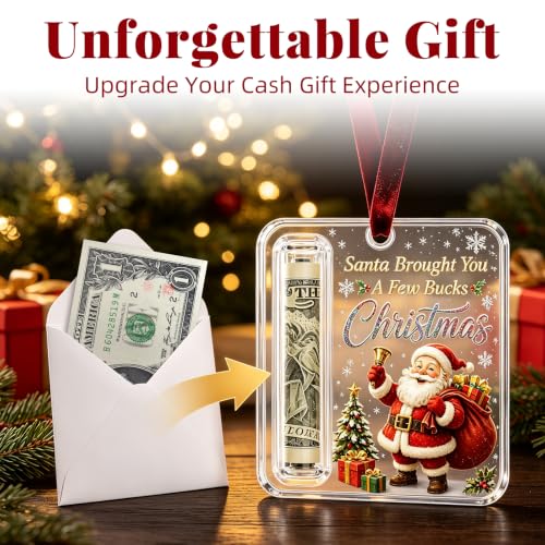 Christmas Money Gift Holder Ornaments - Set of 3 Acrylic Holiday Cash Displays