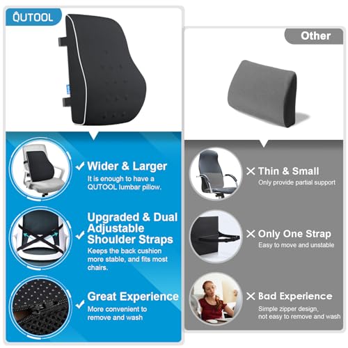QUTOOL Ergonomic Lumbar Support Pillow for Office Chair & Car Seat
