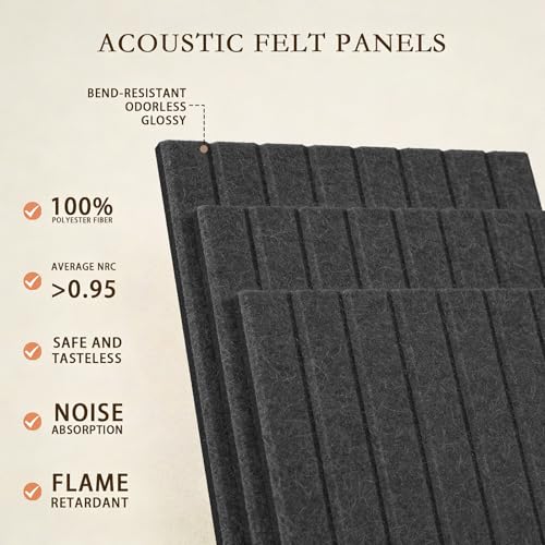 6 Pack Self-Adhesive Felt Bulletin Board Tiles, 12x12 Inch Wall Pin Board