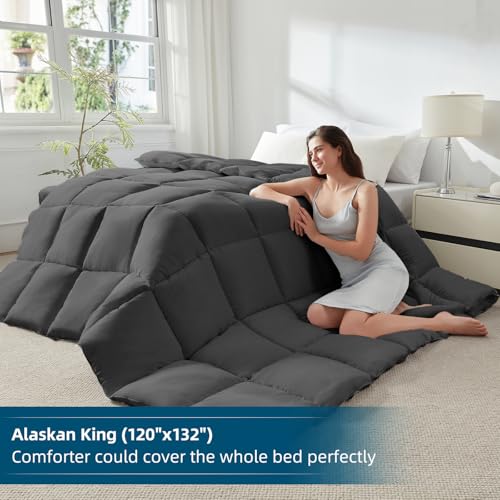 STWIENER Alaskan King Comforter 132x120 - Oversized Down Alternative Duvet Insert