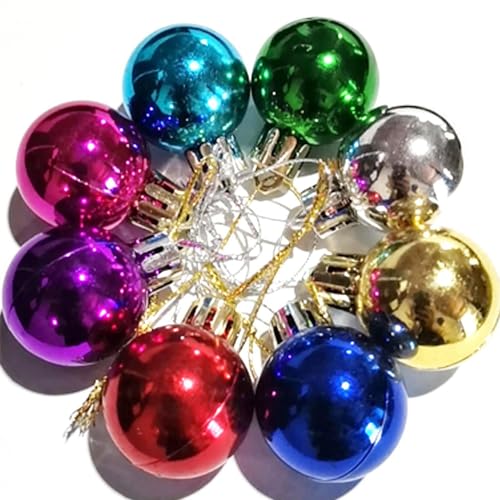 1.2-Inch Mini Christmas Ball Ornaments - 24-Pack Glitter Holiday Decor