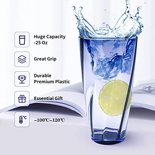 Alaiselit 6-Pack 25oz Unbreakable Plastic Tumblers - BPA-Free Water Glasses for Indoor & Outdoor Use