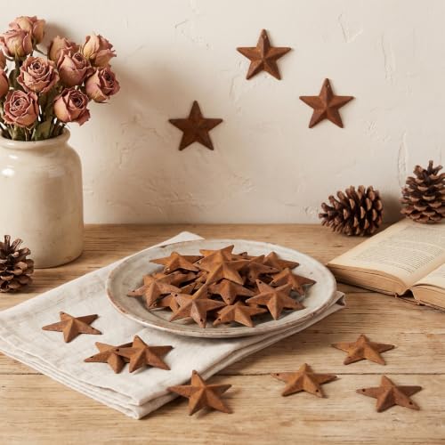 40 Pcs Rustic Metal Barn Star Decorations - Antique Mini Hanging Stars for Farmhouse & Crafts