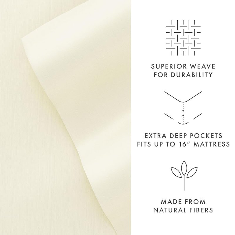 Linen Market - King Sheets - Cooling Bed Sheets Set - Deep Pocket Up to 16" - Breathable & Soft Bed Sheets & Pillowcases - Hotel Luxury Silky Soft - King Size Bed Sheets Set - 4 Piece, Ivory