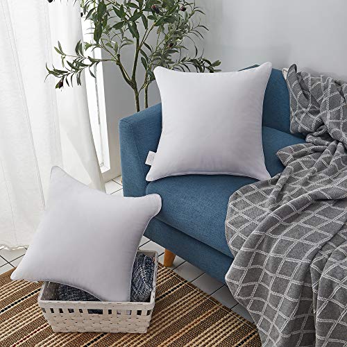 18x18 Throw Pillow Inserts Set of 2 - 100% Cotton Cover Square Cushion Forms