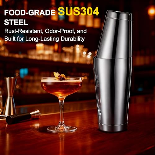 BETTFOR Silver Boston Shaker Set 18oz & 28oz Professional Barware
