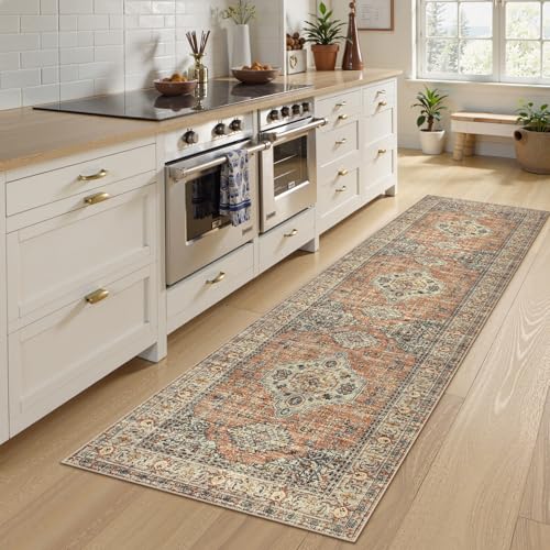 Oriental Hallway Runner Rug, 2.5x8 Machine Washable Non-Slip Floor Carpet