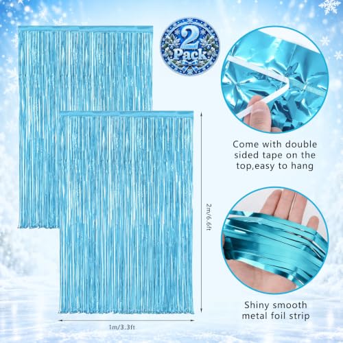 YLOLUL Wonderland Castle Arch Door Banner Set - Blue Snowflake Winter Wonderland Theme for Girls Birthday & Christmas Party