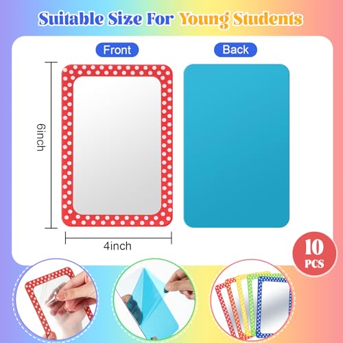 10-Pack Shatterproof Acrylic Mirrors - 6x4" Pastel Plastic Safety Mirrors
