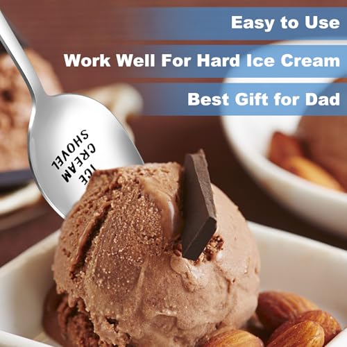 LifHap XL Pack of 2 Dad's Ice Cream Shovel Spoon Gift for Dad—Clear Engraved Inscription