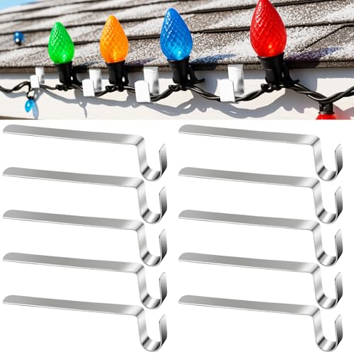 50 Pcs Stainless Steel Christmas Light Clips for Gutters and Shingles