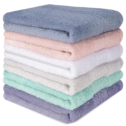 INFICRIME Multicolor 6 Pack Cotton Washcloths 13x13 Inches, Soft & Absorbent