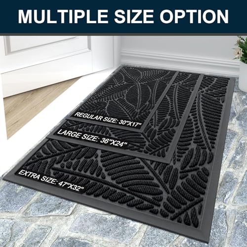 Waterproof Front Doormat, Non-Slip Natural Rubber Door Mat 29.5x17 Inch
