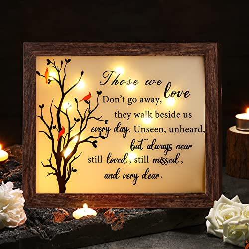 10x8 Inch Wooden Memorial Shadow Box with LED Lights and Cardinal Design