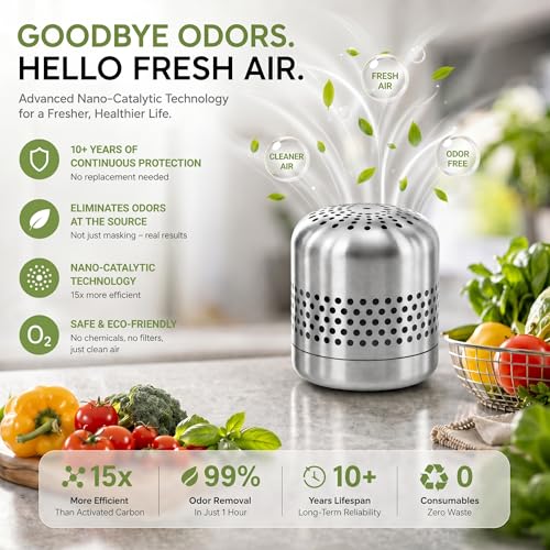 Fridge Deodorizer and Odor Eliminator with 10-Year Lifespan