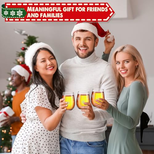 Maxcheck 10 Pcs Snowflake Stemless Wine Glasses 17 Oz - Silver Holiday Decor
