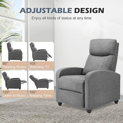 Massage Recliner Chair with Lumbar Support, Modern Fabric Home Theater Seating