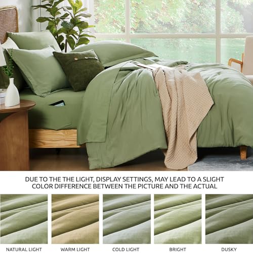 7-Piece Queen Bed in a Bag Comforter Set with Sheets & Shams - Sage Green
