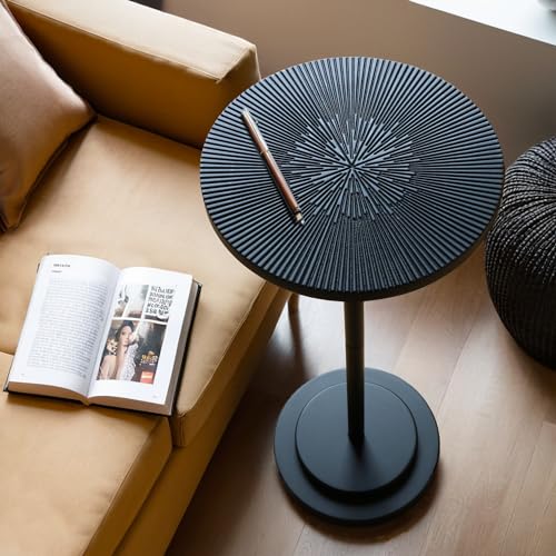Modern Pedestal Martini Table, Black Metal Side Table for Small Spaces
