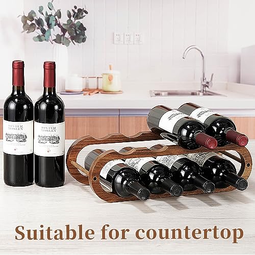 2-Tier Acacia Wood Wine Rack and Water Bottle Organizer for Countertop