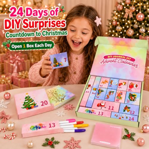 Advent Calendar 2026 for Girls - 24 Day DIY Journal & Stationery Kit Set