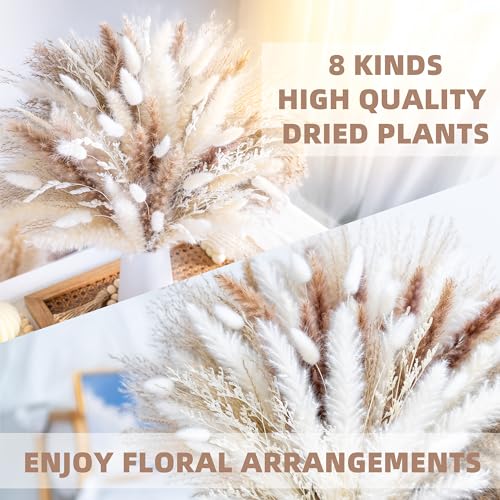 96Pcs Natural Dried Pampas Grass Bouquet for Boho Home & Wedding Decor