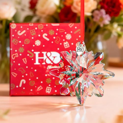 2026 Crystal Snowflake Suncatcher Ornament - Clear Snowflake Hanging Decor (3.15in) with Gift Box