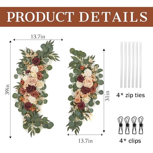 Artificial Wedding Arch Flower Swag Set, Terracotta & Champagne Floral Decor