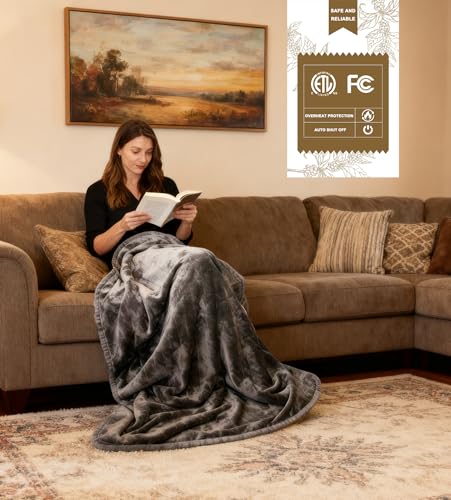 Electric Heated Throw Blanket, 50x60 Flannel Sherpa with 10 Heat Levels