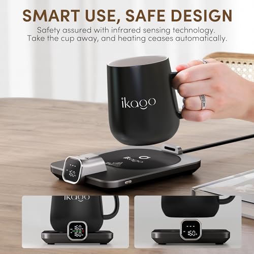 Smart Coffee Mug Warmer Set with 15oz Ceramic Mug - Precise Temp Control