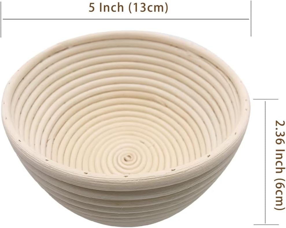Regine Switzerland 5-Inch Round Banneton Basket - Perfect for Bread Proofing & Sourdough Baking | 6 Pack