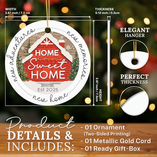 HEXMOZ New Home Ornament 2025 - Best Housewarming Gifts 2025 - New Home Gift Ideas - House Warming Gifts - First House Gift for Owners, Couples, Men, Women - Our First Christmas Ceramic Keepsake