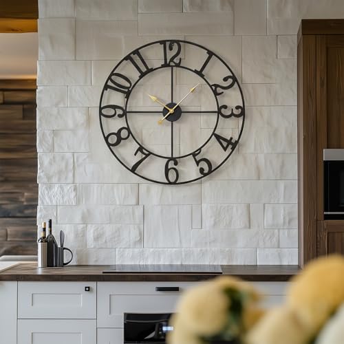 30-Inch Large Modern Metal Wall Clock, Silent Non-Ticking Decorative Clock