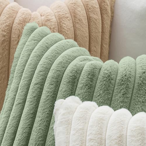 MIULEE Faux Fur Throw Pillow Covers 18x18 Set of 2 - Soft Plush Cushion Covers